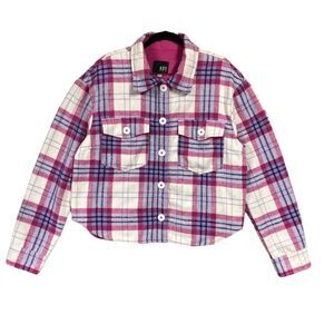 Kut From The Kloth Jacket Womens Size XL Lora Crop Shacket with Flap Pockets